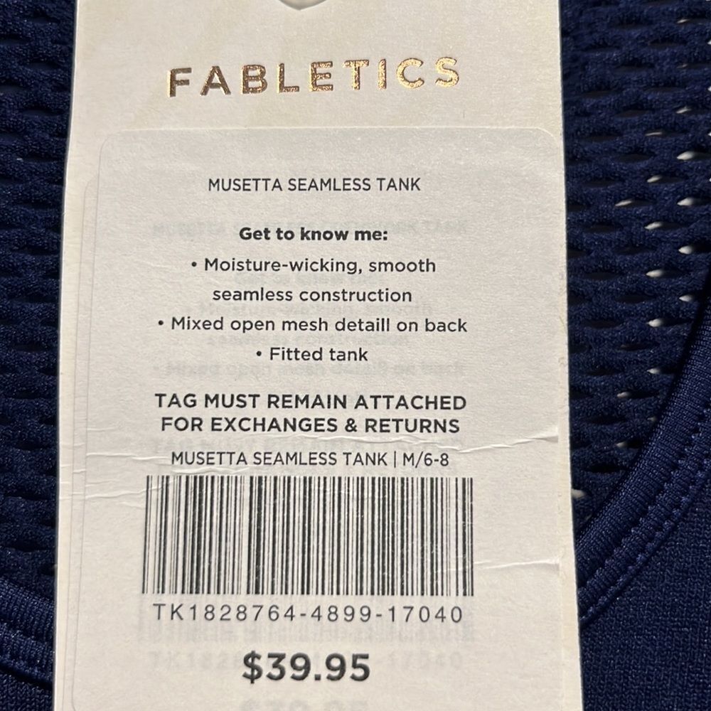 Fabletics Musetta Seamless navy tank size medium. - Picture 3 of 8